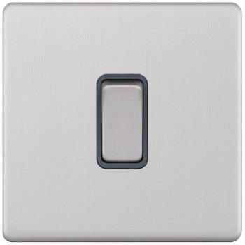 Selectric 5M-Plus Screwless Satin Chrome 1 Gang 20A DP Switch with Grey Insert