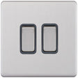 Selectric 5M-Plus Screwless Satin Chrome 2 Gang 10A 2 Way Switch with Grey Insert