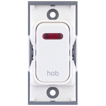 Selectric GRID360 White 20A DP Switch Module Marked ‘hob’ with Neon and White Insert