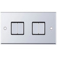 Selectric 7M-Pro Polished Chrome 4 Gang 10A 2 Way Switch with Black Insert