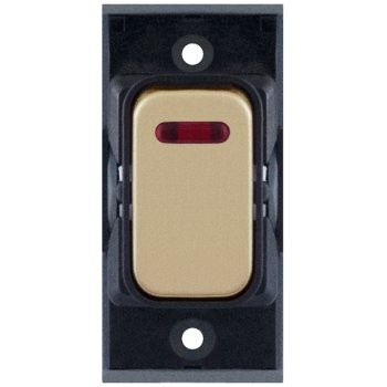 Selectric GRID360 Satin Brass 20A DP Switch Module with Neon and Black Insert