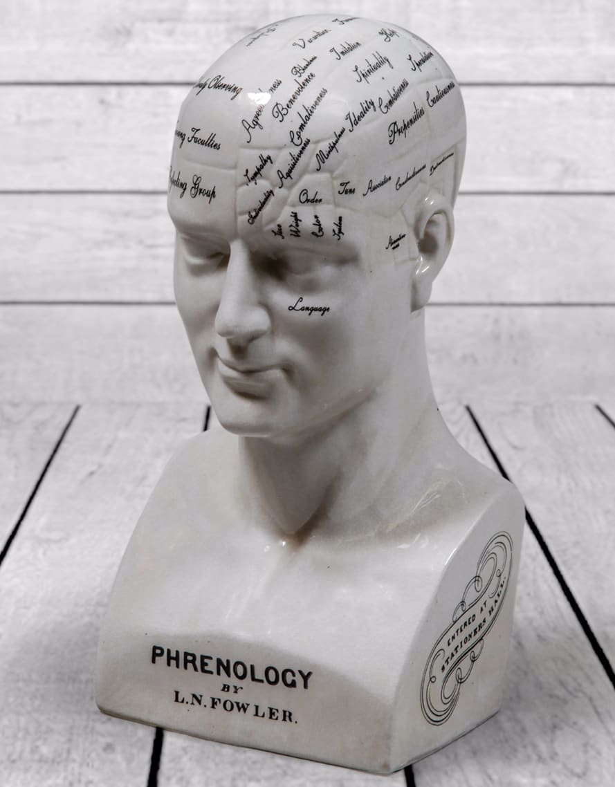 Large Antiqued Ceramic Phrenology Head - BP202