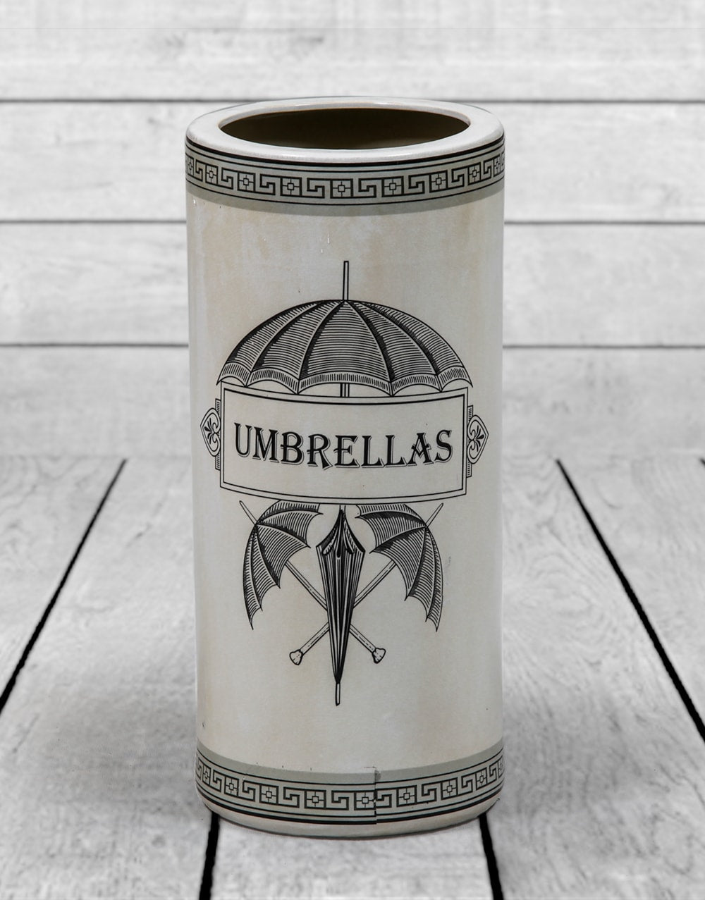 Antiqued White Ceramic Umbrella Stand - BP209