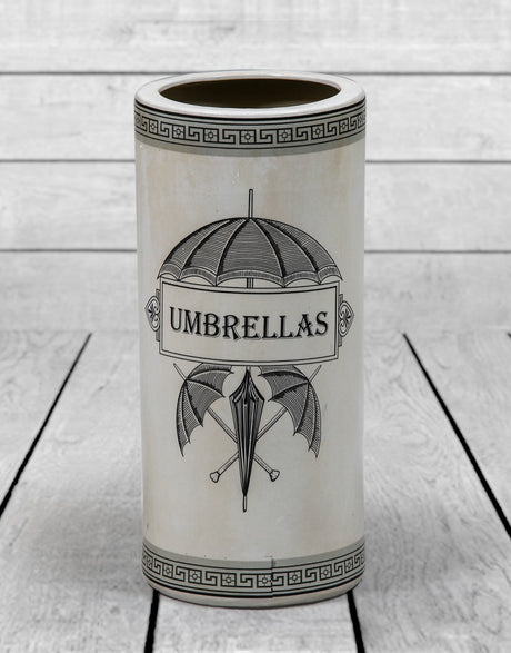 Antiqued White Ceramic Umbrella Stand - BP209
