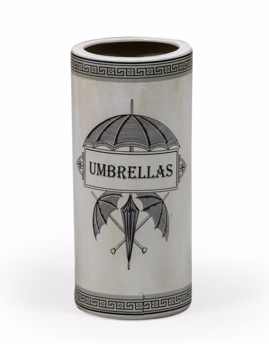 Antiqued White Ceramic Umbrella Stand - BP209