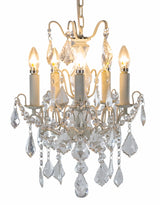 Antique Crackle White 5 Branch French Chandelier - CH10