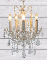Antique Crackle White 5 Branch French Chandelier - CH10