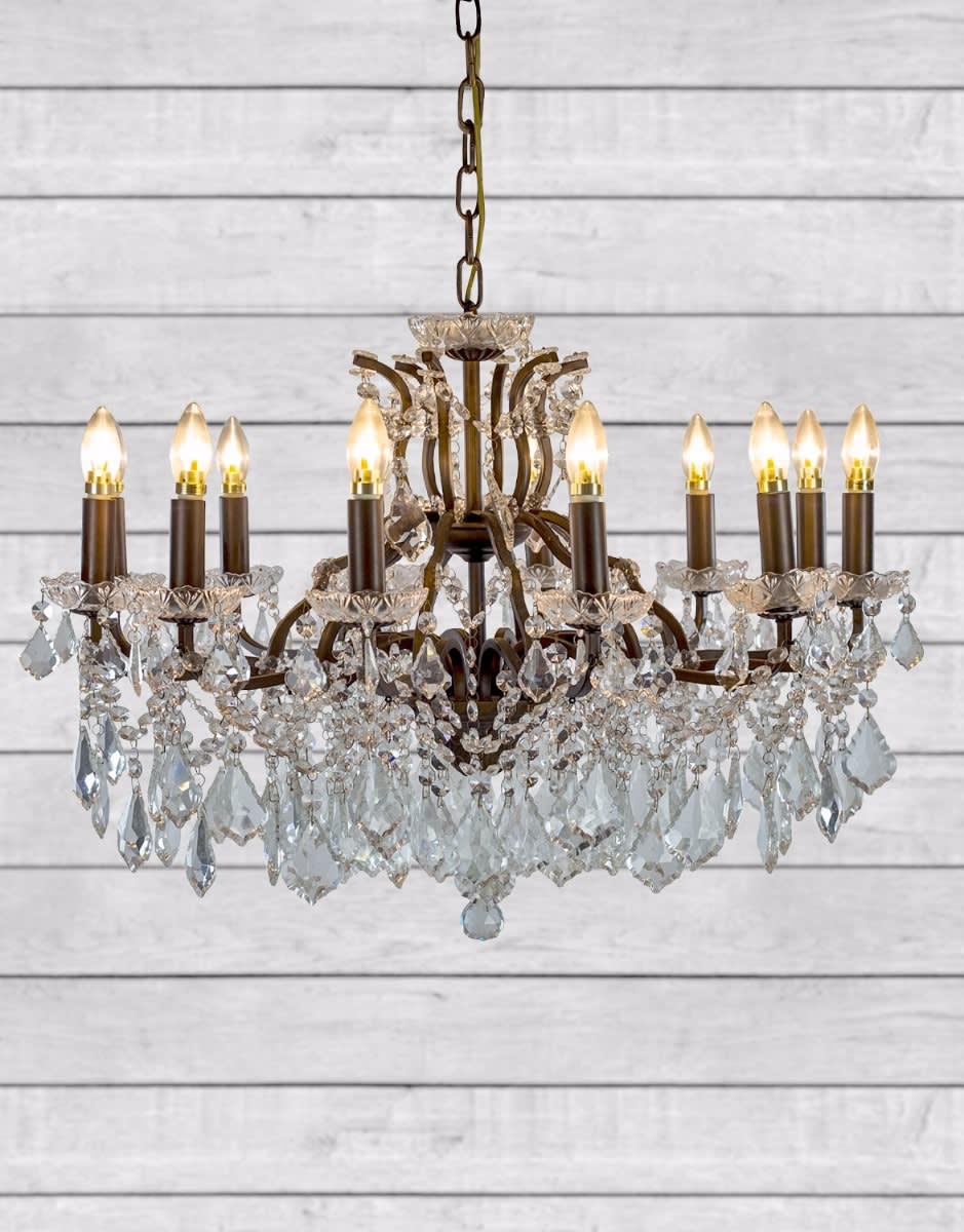 Large 12 Branch Bronze Shallow Chandelier - CH106