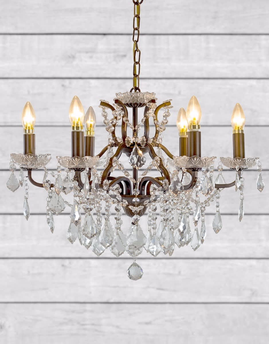 6 Branch Bronze Shallow Chandelier - CH109