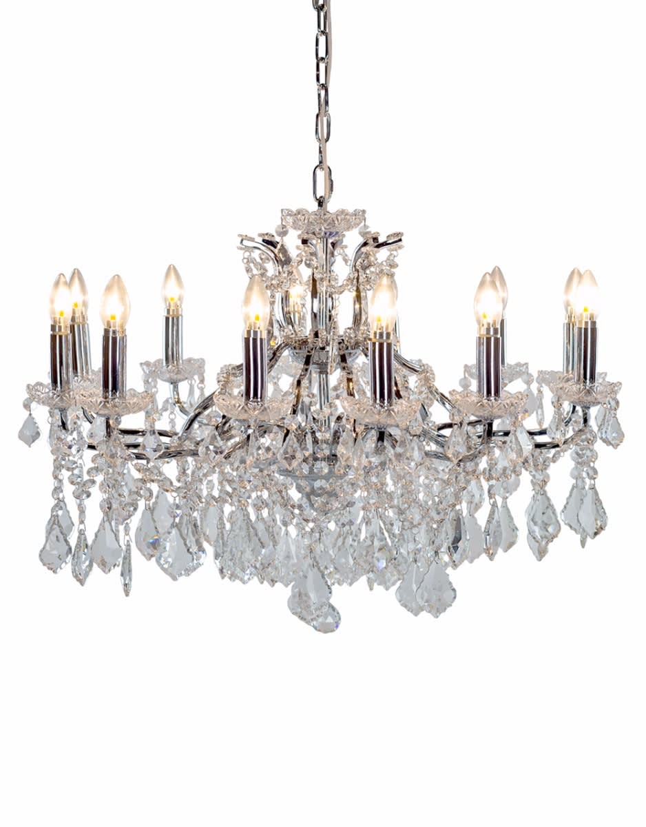 Large 12 Branch Chrome Shallow Chandelier - CH114