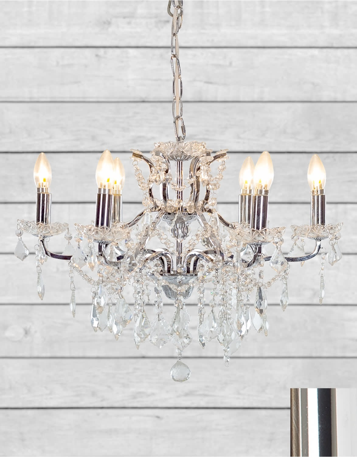 6 Branch Chrome Shallow Chandelier - CH115
