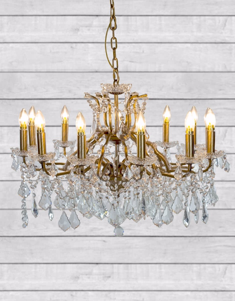 Large 12 Branch Brushed Gold Shallow Chandelier - CH117