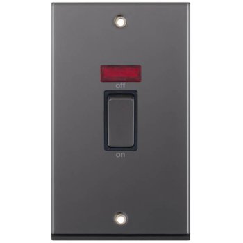 Selectric 7M-Pro Black Nickel 2 Gang 45A DP Switch with Neon and Black Insert
