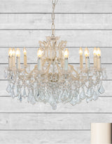 Large 12 Branch Antique Crackle White Shallow Chandelier - CH98
