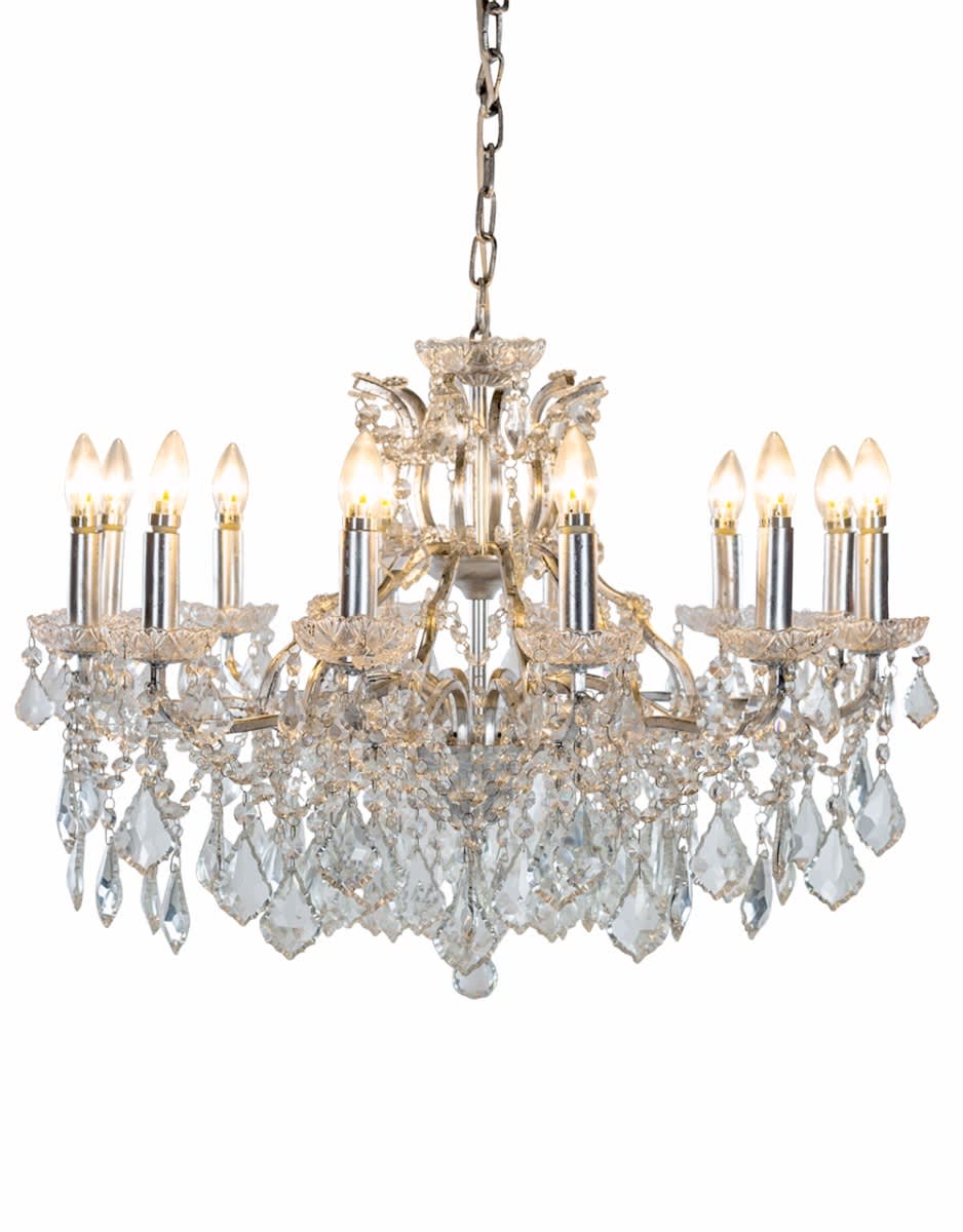 Large 12 Branch Silver Leaf Shallow Chandelier - CH99