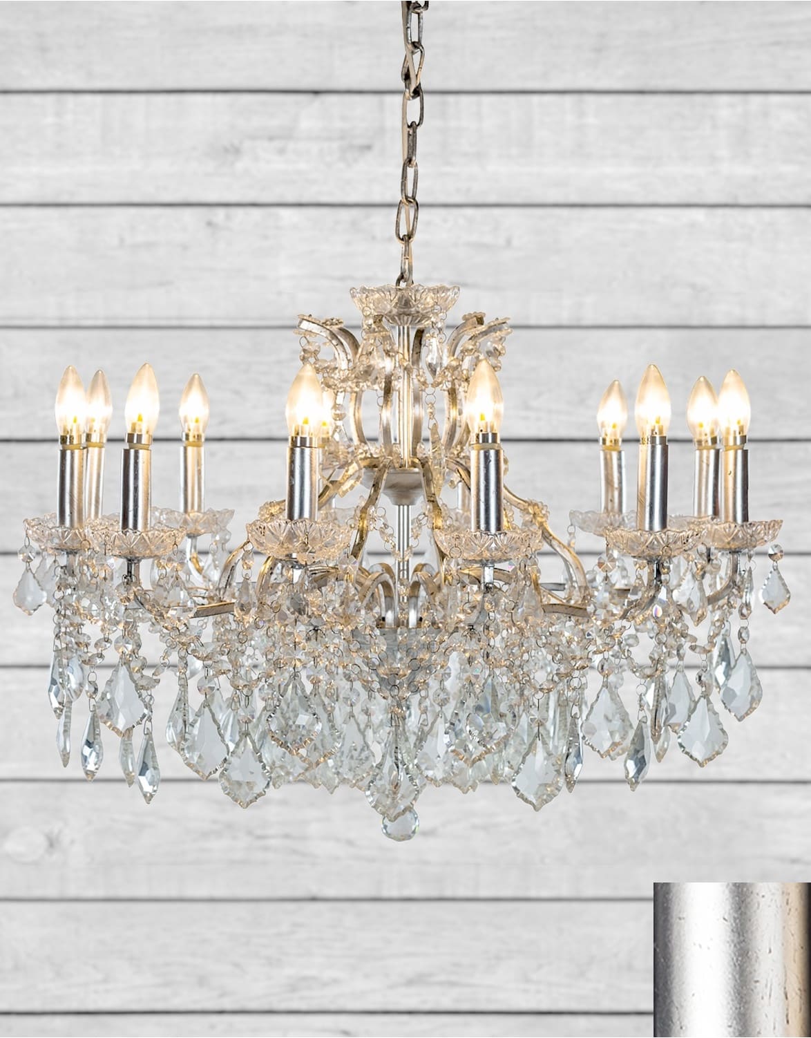 Large 12 Branch Silver Leaf Shallow Chandelier - CH99