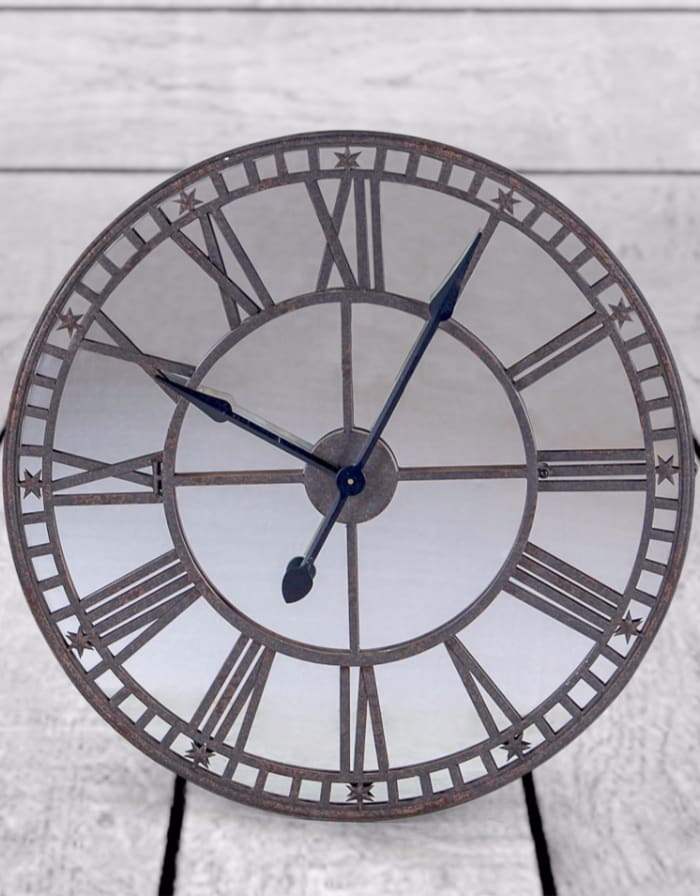 Large Antiqued Clock with Mirror Face - ET103