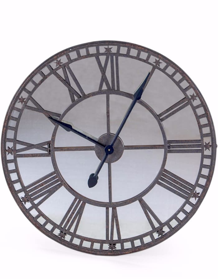 Large Antiqued Clock with Mirror Face - ET103