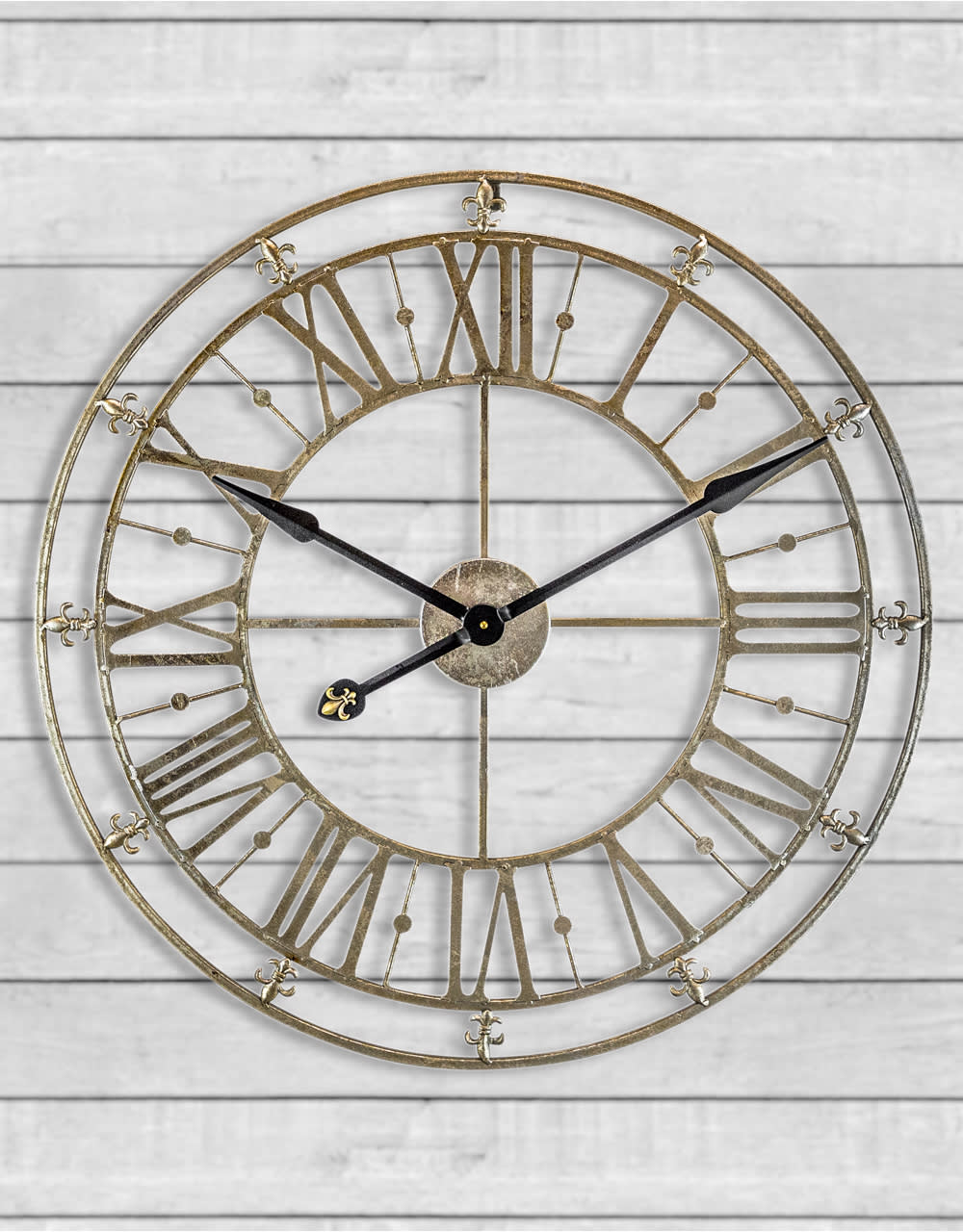 Medium Champagne/Silver Iron Skeleton Wall Clock - ET80