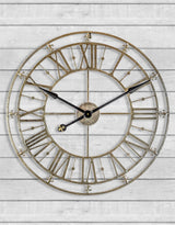 Medium Champagne/Silver Iron Skeleton Wall Clock - ET80