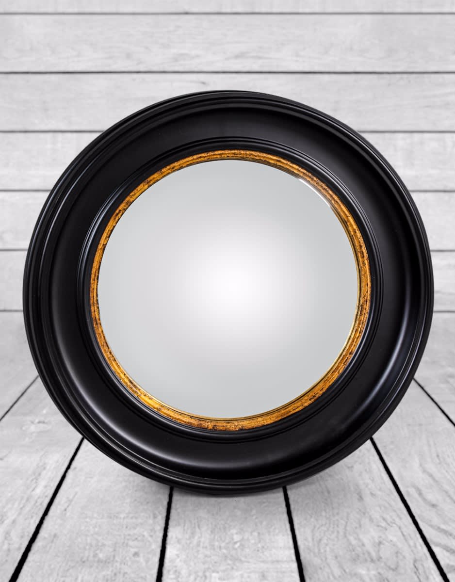 Round Black Large Convex Mirror - M112