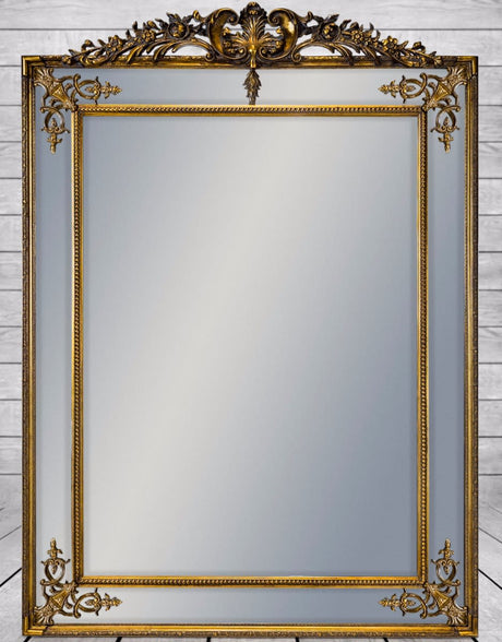 Large Gold French Mirror with Crest - M24