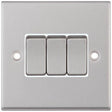 Selectric 7M-Pro Satin Chrome 3 Gang 10A 2 Way Switch with White Insert