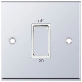 Selectric 7M-Pro Polished Chrome 1 Gang 45A DP Switch with White Insert
