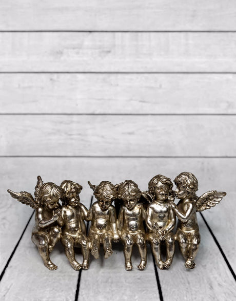 Antique Silver Sitting Row of Cherubs - BA66