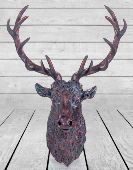 Large Antique Bronze Effect Stag Wall Head - BD36