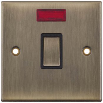 Selectric 5M Antique Brass 1 Gang 20A DP Switch with Neon and Black Insert