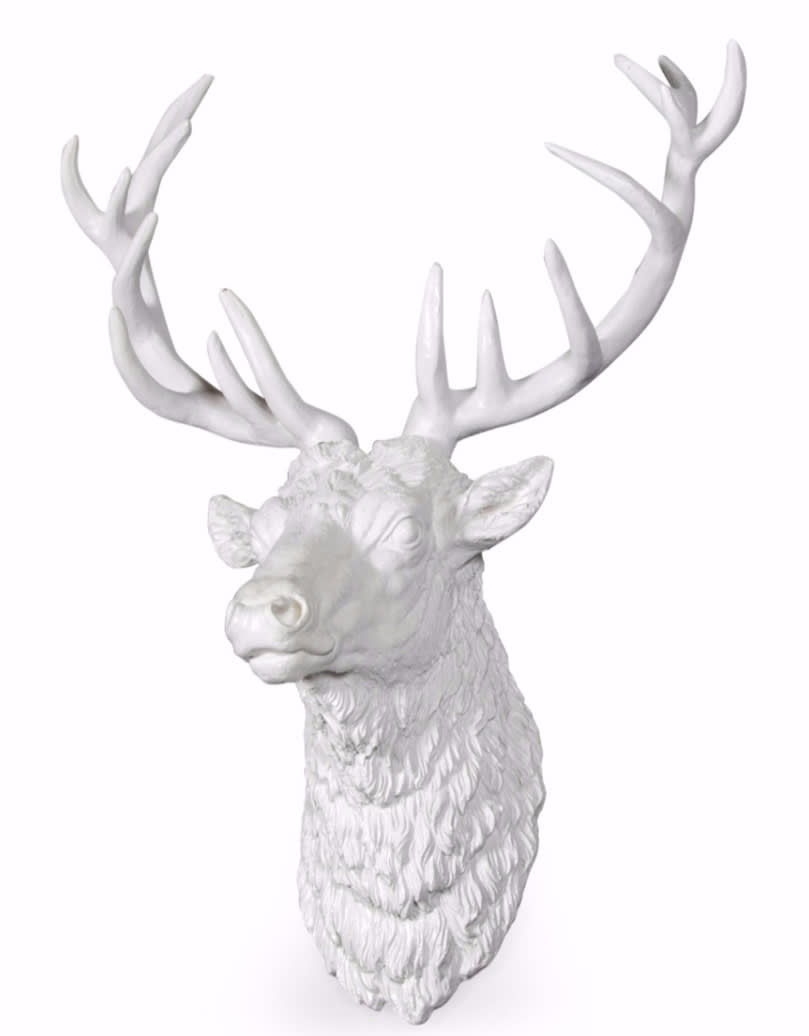Large Bright White Stag Wall Head - BD67
