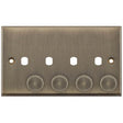 Selectric 7M-Pro Antique Brass 2 Gang Quad Aperture Dimmer Plate with Matching Knobs