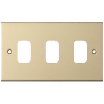 Selectric 5M GRID360 Satin Brass 3 Gang Faceplate