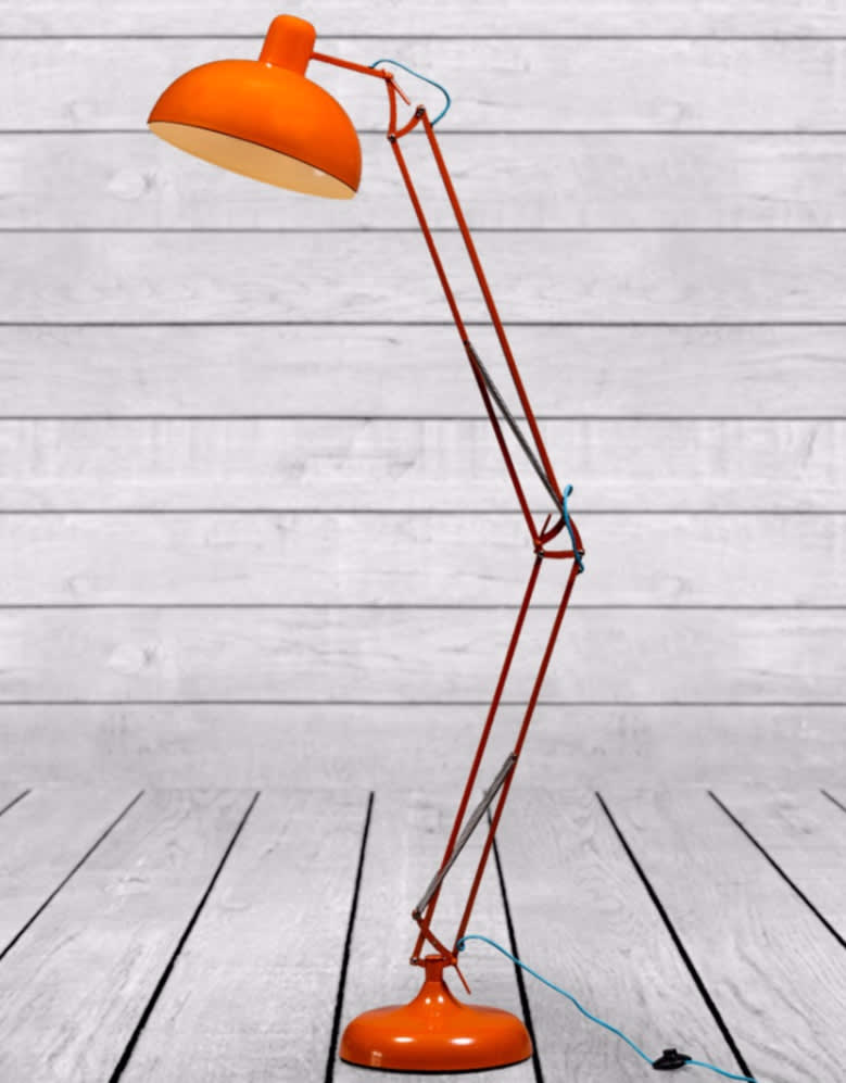 Orange Extra Large Classic Desk Style Floor Lamp (Blue Fabric Flex) - CL76