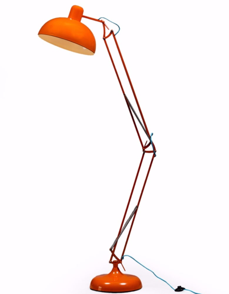 Orange Extra Large Classic Desk Style Floor Lamp (Blue Fabric Flex) - CL76