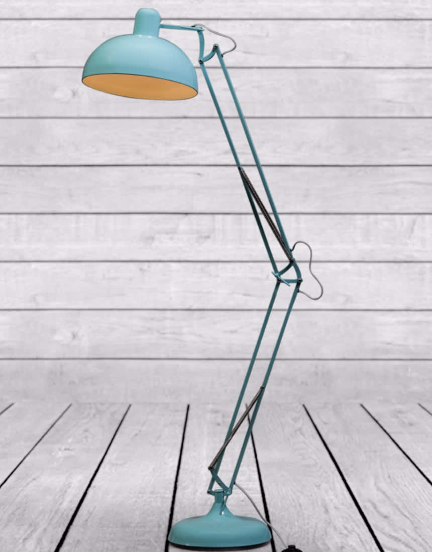 Sky Blue Extra Large Classic Desk Style Floor Lamp (Grey Fabric Flex) - CL79