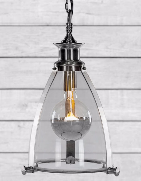 Chrome and Glass Lantern Ceiling Light - PML1