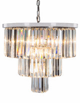 Large Chrome Prism Drop Round Cascade Chandelier - CH176