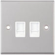 Selectric 7M-Pro Satin Chrome 2 Gang RJ45 Socket with White Insert