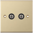Selectric 5M Satin Brass 2 Gang Satellite Socket with Black Insert