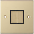 Selectric 5M Satin Brass 2 Gang 10A 2 Way Switch with Black Insert