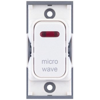 Selectric GRID360 White 20A DP Switch Module Marked ‘microwave’ with Neon and White Insert
