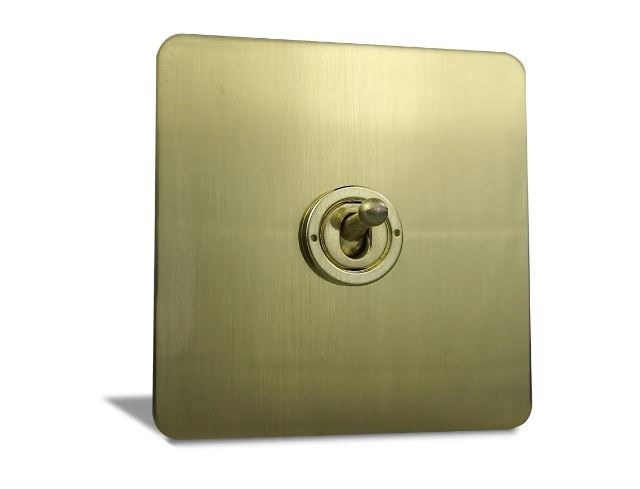 Caradok 1 Gang Screwless Intermediate Brushed Brass Toggle Switch