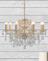 Medium 8 Branch Antique Crackle White Shallow Chandelier - CH183