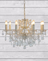 Medium 8 Branch Antique Crackle White Shallow Chandelier - CH183