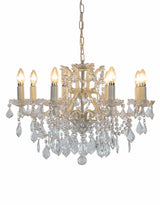 Medium 8 Branch Antique Crackle White Shallow Chandelier - CH183