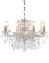 Medium 8 Branch Silver Leaf Shallow Chandelier - CH184