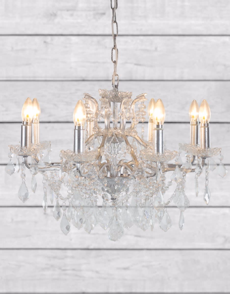 Medium 8 Branch Silver Leaf Shallow Chandelier - CH184