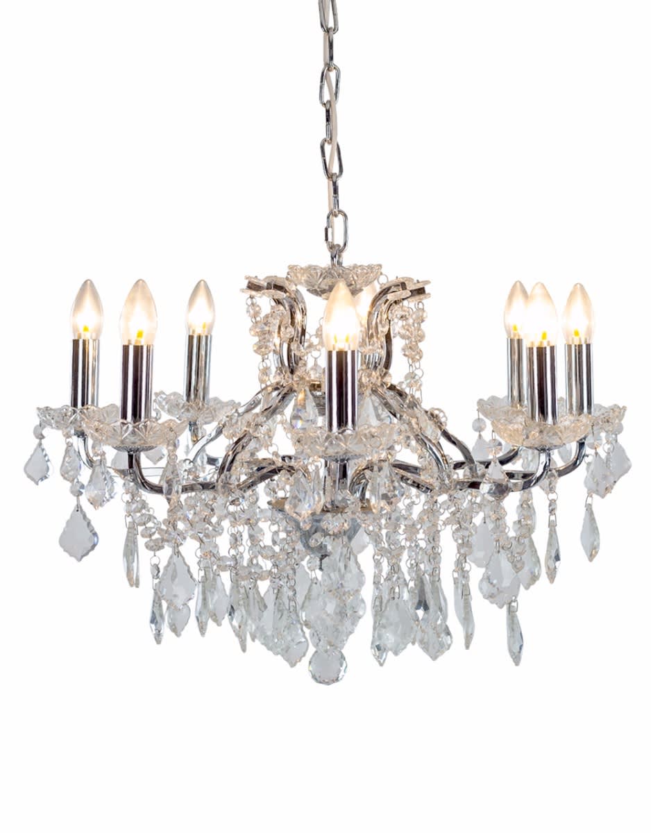 Medium 8 Branch Chrome Shallow Chandelier - CH186